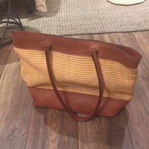 Leather and Straw Tote